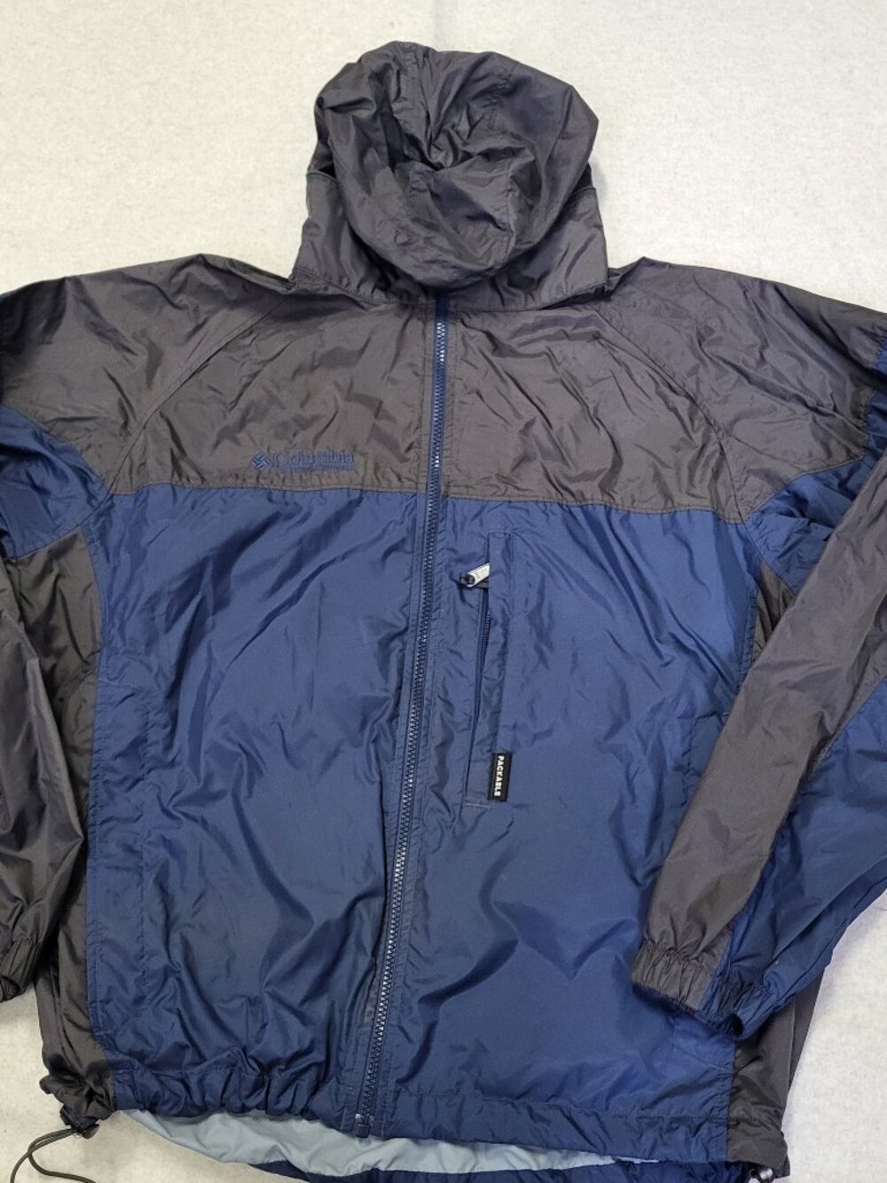 Columbia Windbreaker Hoodie Men's Medium Navy Blue Full Zip Sportswear